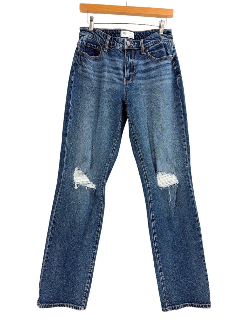 BKE Denim Taylor Low Slung Baggy Fit Classic Straight Distressed Jeans Womens 26 - Picture 1 of 9